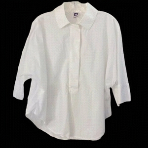 ANNE KLEIN white cotton shirt blouse size M